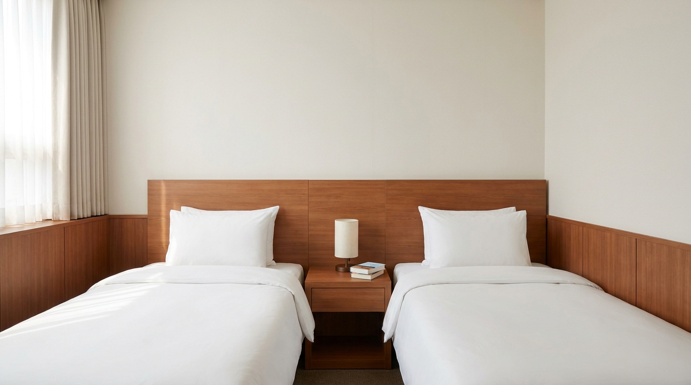 Hotel twin room with two single beds